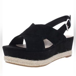 Marc Fisher Womens Flama Black Suede Criss-Cross Front Espadrilles Shoe…